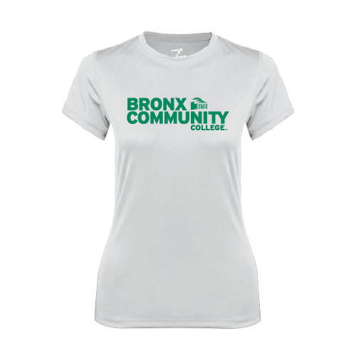 Womens White Performance Tee-Official Logo
