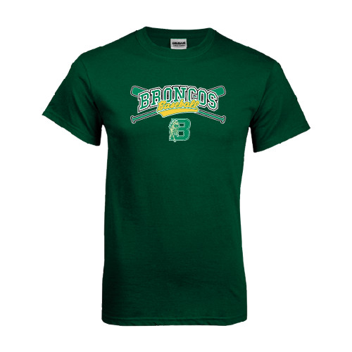 Dark Green T Shirt-Cross Bats Design