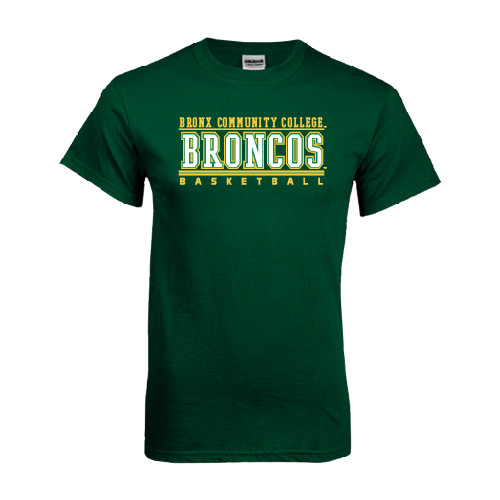 Dark Green T Shirt-Stacked Basketball Design