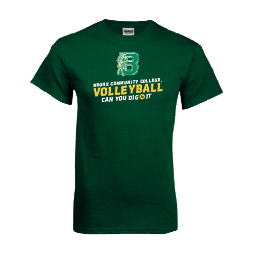 Dark Green T Shirt-Volleyball Design