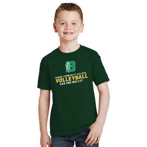 Youth Dark Green T-Shirt-Volleyball Design