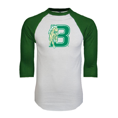 White/Dark Green Raglan Baseball T Shirt-Bronoc