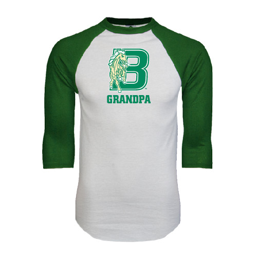White/Dark Green Raglan Baseball T Shirt-Grandpa