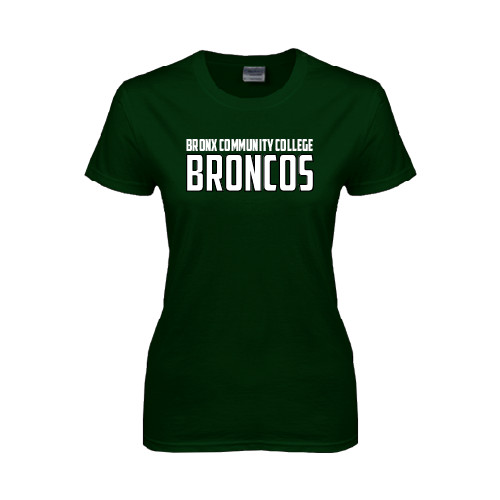 Womens Dark Green Short Sleeve Tee-Bronx Community College Bronocs