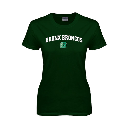 Womens Dark Green Short Sleeve Tee-Bronox Broncos