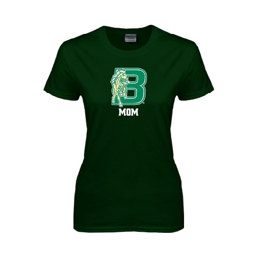 Womens Dark Green Short Sleeve Tee-Mom