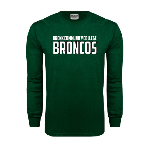 Dark Green Long Sleeve T Shirt-Bronx Community College Bronocs