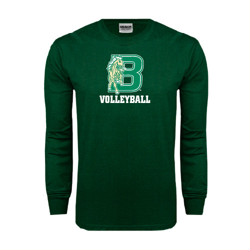Dark Green Long Sleeve T Shirt-Volleyball