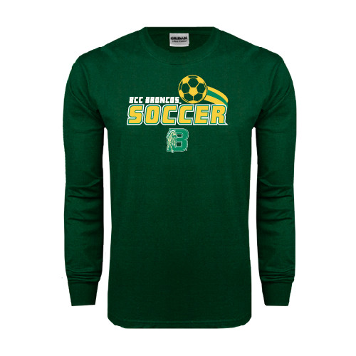 Dark Green Long Sleeve T Shirt-Soccer Swoosh
