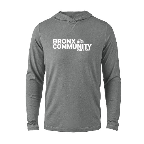 Grey Heather Long Sleeve Hooded Tee-Official Logo