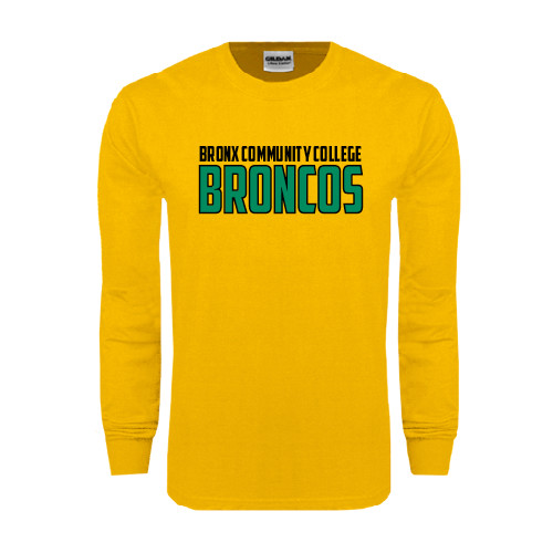 Gold Long Sleeve T Shirt-Bronx Community College Bronocs