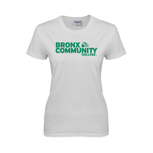 Womens White Short Sleeve Tee-Official Logo
