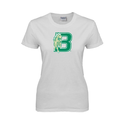 Womens White Short Sleeve Tee-Bronoc