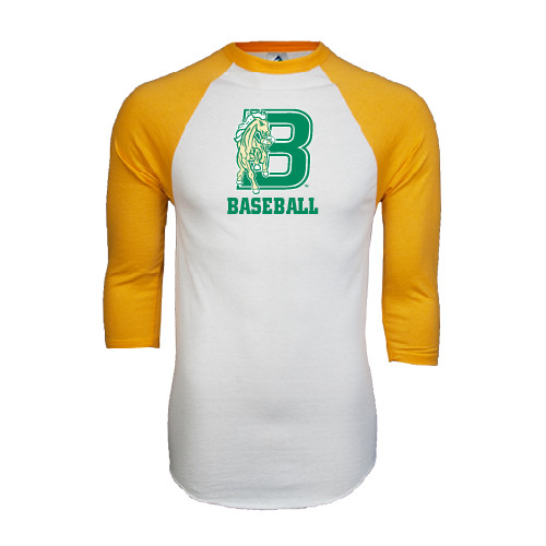 White/Gold Raglan Baseball T Shirt-Baseball