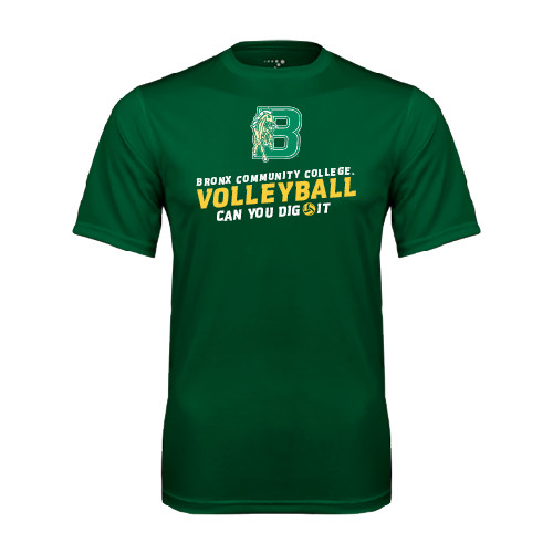Dark Green Performance Tee-Volleyball Design