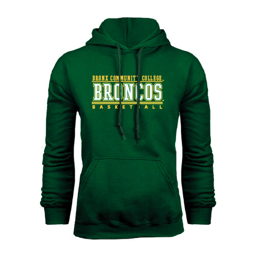 Dark Green Fleece Hood-Stacked Basketball Design
