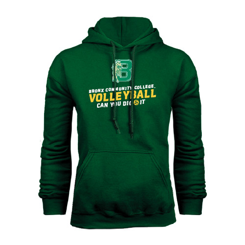 Dark Green Fleece Hood-Volleyball Design