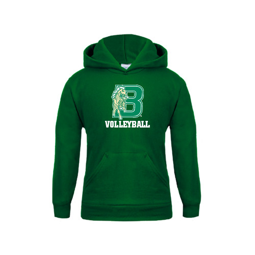 Youth Dark Green Fleece Hoodie-Volleyball