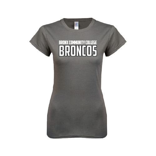 Next Level Womens Charcoal Boyfriend Tee-Bronx Community College Bronocs