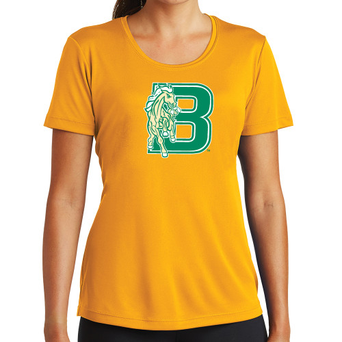 Womens Gold Performance Short Sleeve Tee-Bronoc