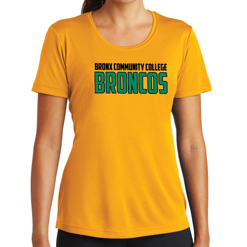 Womens Gold Performance Short Sleeve Tee-Bronx Community College Bronocs
