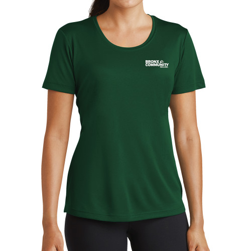 Womens Dark Green Performance Short Sleeve Tee-Official Logo