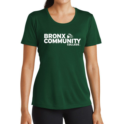 Womens Dark Green Performance Short Sleeve Tee-Official Logo