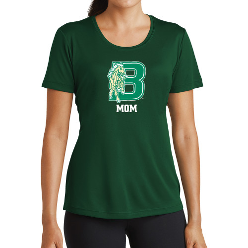 Womens Dark Green Performance Short Sleeve Tee-Mom
