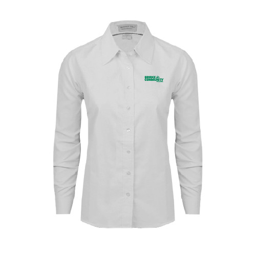 Womens White Oxford Shirt-Official Logo