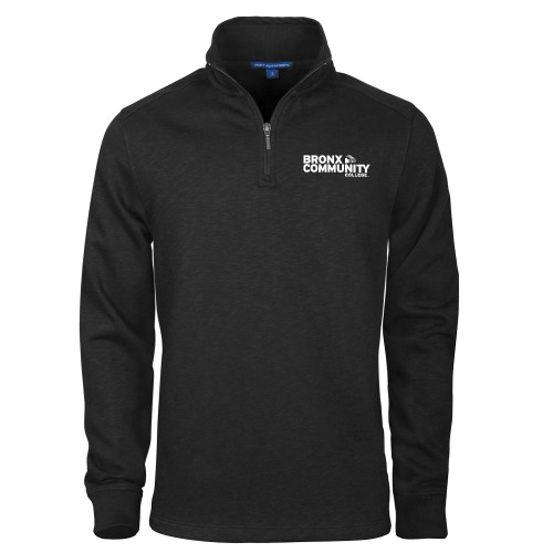 Black Slub Fleece 1/4 Zip Pullover-Official Logo