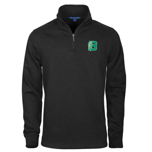 Black Slub Fleece 1/4 Zip Pullover-Bronoc