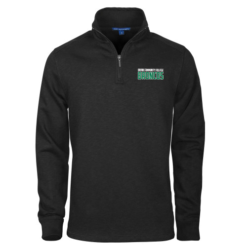 Black Slub Fleece 1/4 Zip Pullover-Bronx Community College Bronocs