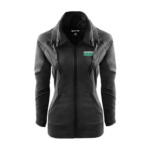 Womens Black Sport Wick Stretch Full Zip Jacket-Bronx Community College Bronocs