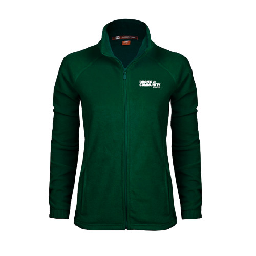 Womens Dark Green Fleece Full Zip Jacket-Official Logo