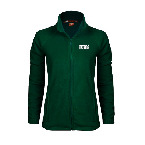 Womens Dark Green Fleece Full Zip Jacket-Bronx Community College Bronocs
