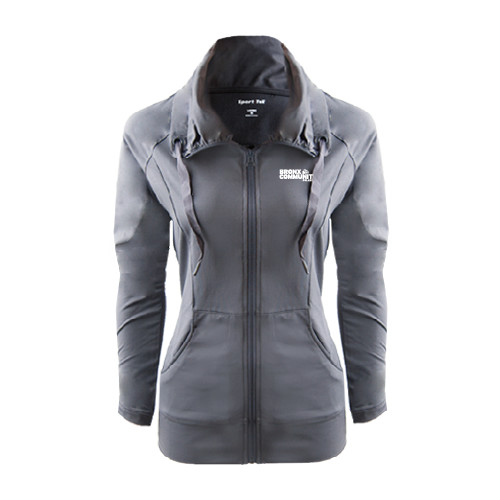 Womens Charcoal Sport Wick Stretch Full Zip Jacket-Official Logo