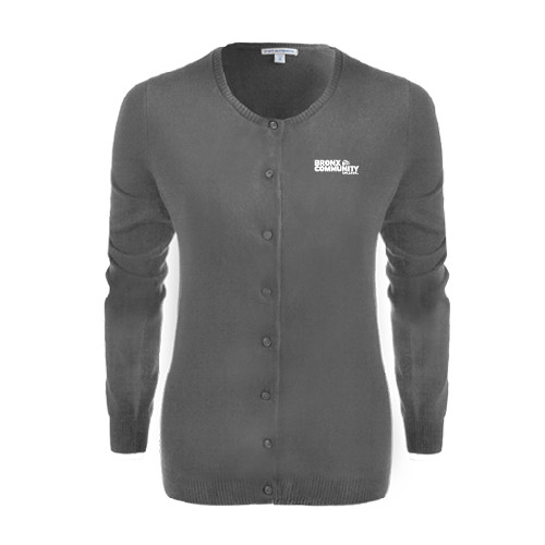 Womens Charcoal Cardigan Sweater-Official Logo