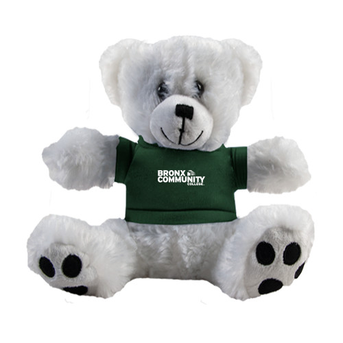 Plush Big Paw 8 1/2 inch White Bear w/Dark Green Shirt-Official Logo
