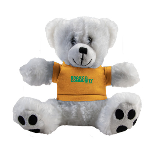 Plush Big Paw 8 1/2 inch White Bear w/Gold Shirt-Official Logo