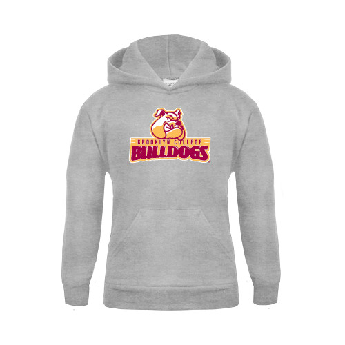 Youth Grey Fleece Hood-Brooklyn College Athletic Mark