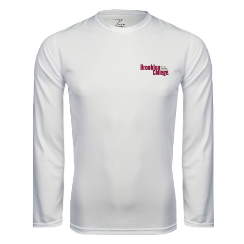 White Performance Long Sleeve Shirt-Official Logo