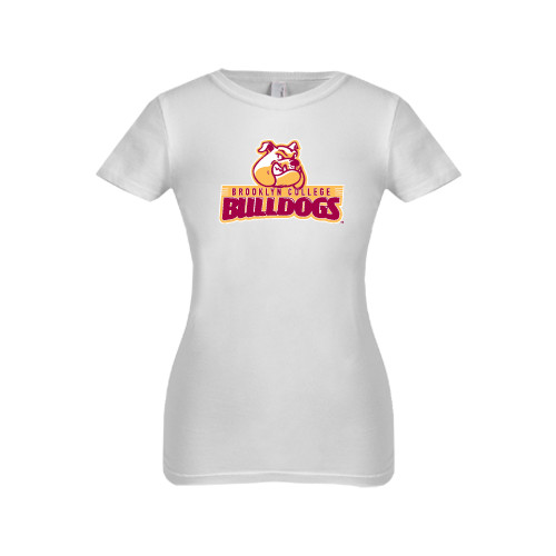 Next Level Girls White Fashion Fit T Shirt-Brooklyn College Athletic Mark
