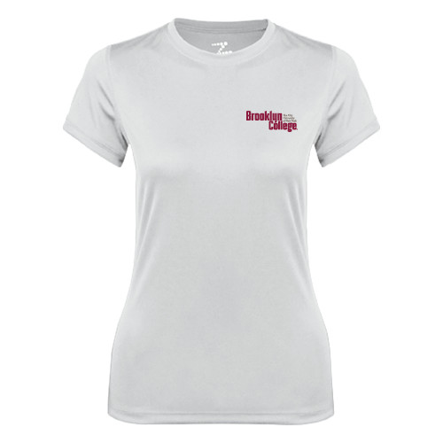 Womens White Performance Tee-Official Logo