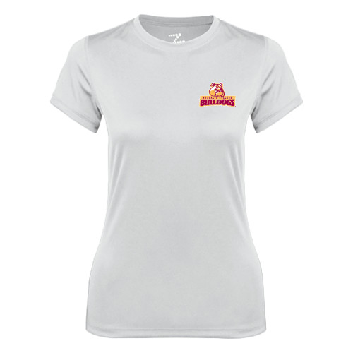 Womens White Performance Tee-Brooklyn College Athletic Mark