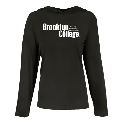 Womens Black Long Sleeve Hooded Tee-Official Logo