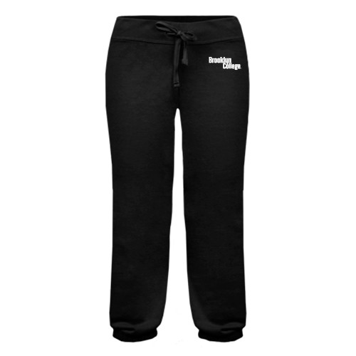 ENZA Womens Black Banded Fleece Capri-Brooklyn College