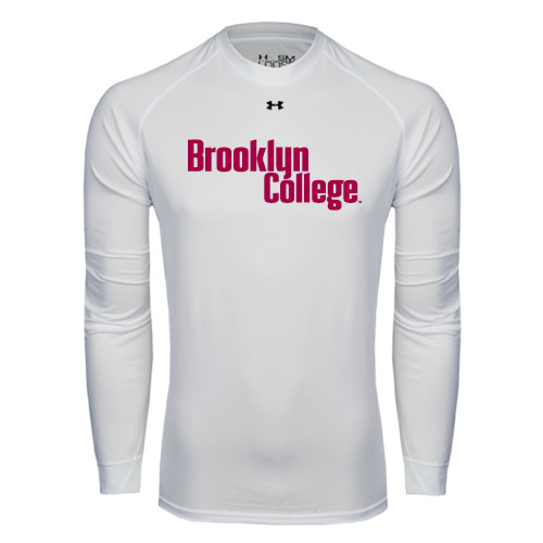 Under Armour White Long Sleeve Tech Tee-Brooklyn College