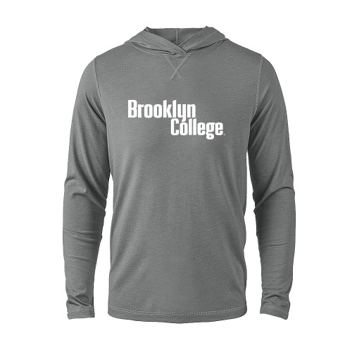 Grey Heather Long Sleeve Hooded Tee-Brooklyn College