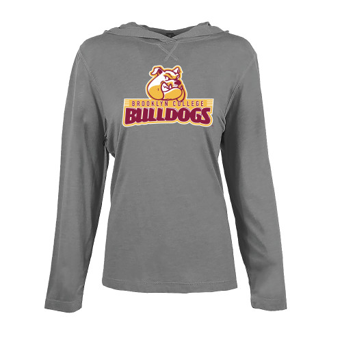 Womens Grey Heather Long Sleeve Hooded Tee-Brooklyn College Athletic Mark