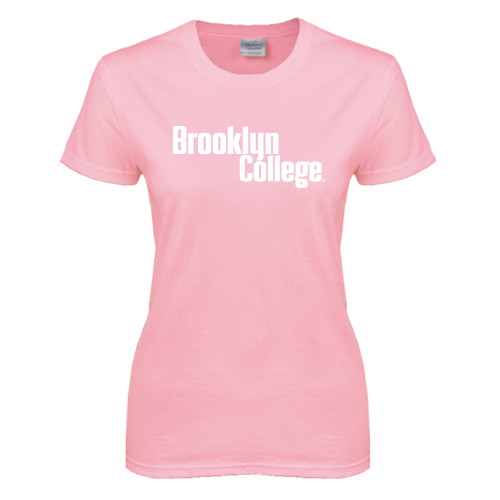 Womens Pink Short Sleeve Tee-Brooklyn College